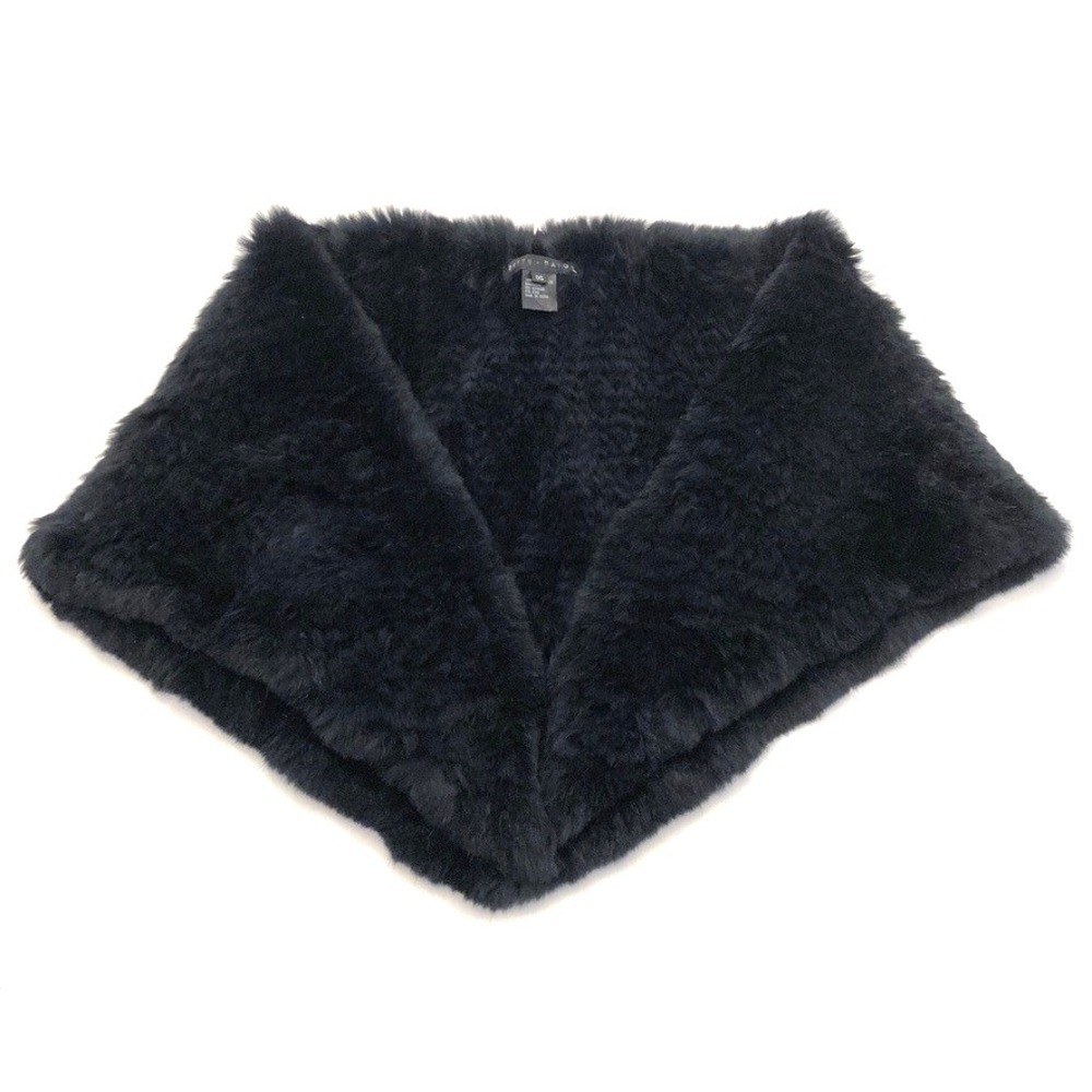 Bette Paige Rabbit Fur Capelet Shawl Black One Size Open Excellent Soft Wrap